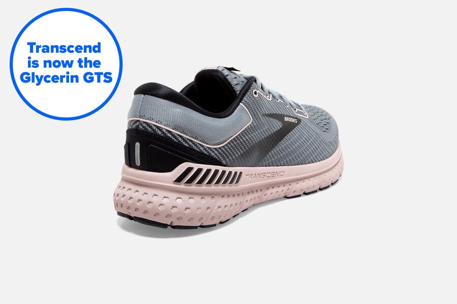 Brooks Running Shoes - Transcend 7 Road Womens - Grey/Black/Pink - PYR-408673